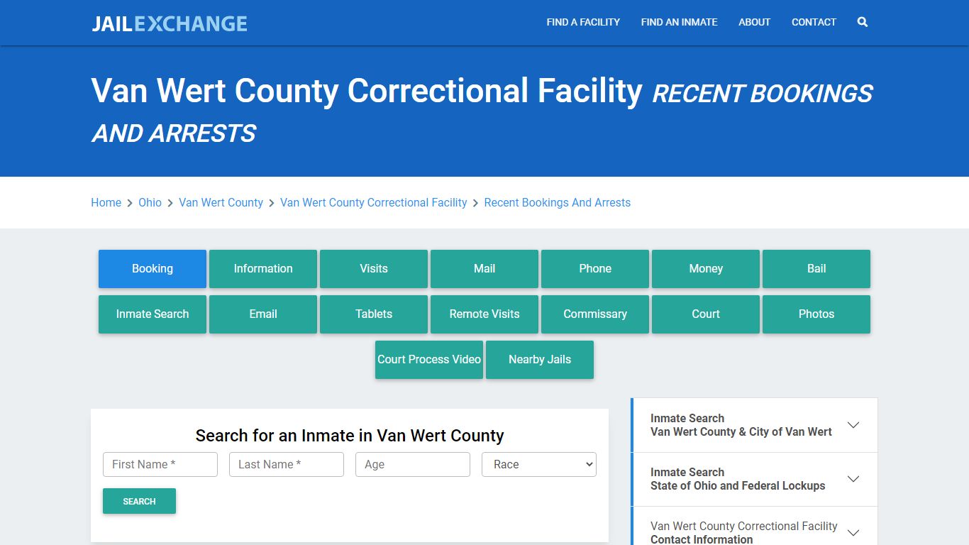 Van Wert County Correctional Facility Recent Bookings And Arrests