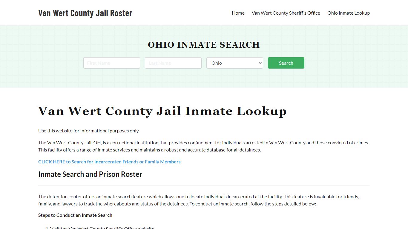 Van Wert County Jail Roster Lookup, OH, Inmate Search